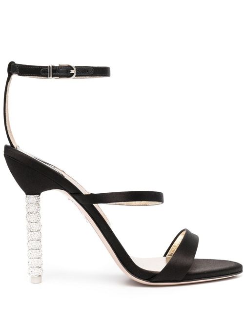 Sandalo nero tacco prezioso Sophia Webster | FAW20010BLACKSATIN